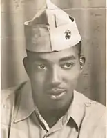 Training picture of Eugene Groves, one of the first African Americans to enlist in the United States Marine Corps and train at Montford Point