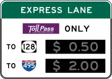 Toll costs on express lane