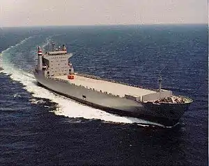 Starboard side view at sea