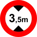 No vehicles over 3.5 metres in height