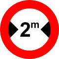 No vehicles over 2 metres in width