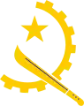 Cogwheel, machete and star logo of Angola