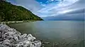 The main biking road around Mackinac Island, eastern shore.