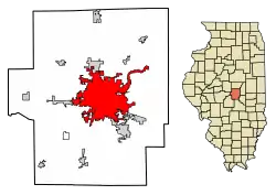 Location of Decatur in Macon County, Illinois