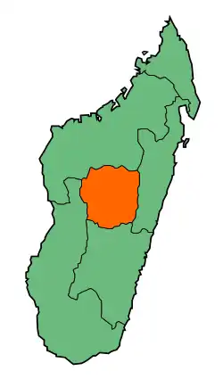 Map of Madagascar with Antananarivo highlighted