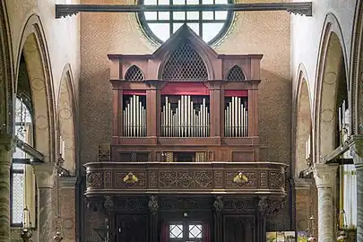 The organ over the entrance.