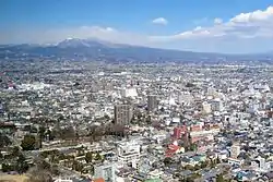 A view of Maebashi with Mt. Akagi, from the top of the Prefectural Government building