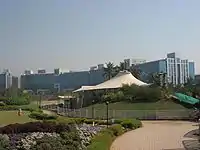 Magarpatta CyberCity towers as seen from Aditi Garden.