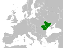 Territory inhabited by the Hungarians c. 814