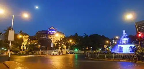 The headquarters at Wellington Circle, with Wellington Fountain in the foreground