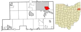 Location of Campbell in Mahoning County and in the State of Ohio