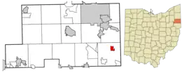 Location of New Middletown in Mahoning County and in the State of Ohio