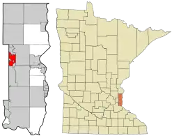 Location of the city of Mahtomediwithin Washington County, Minnesota