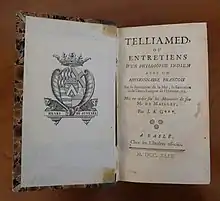 Title page and frontispiece of "Telliamed" (1749)