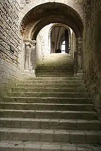 The stairs of Castle Rising keep, England.