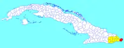Maisí municipality (red) within  Guantánamo Province (yellow) and Cuba