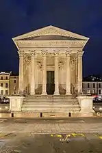 Ancient Roman portico of the Maison Carrée (Nîmes, France)