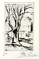 "Les Roches" in Linkebeek, home of Lismonde and current headquarters of the Lismonde Foundation, drypoint by Léon van Dievoet, 1964.