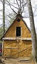 A reconstructed clay house of the high Middle Ages