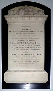 Maitland memorial plaque St Andrew's church, Totteridge