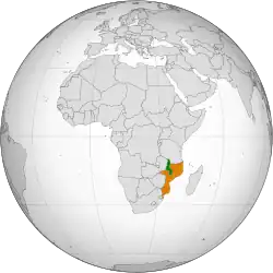 Map indicating locations of Malawi and Mozambique