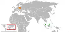 Map indicating locations of Malaysia and Poland