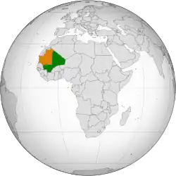 Map indicating locations of Mali and Mauritania