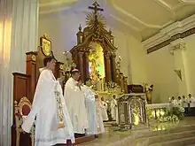 The new cathedra at the side of the sanctuary