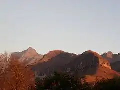 View of mountains in the evening