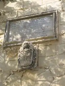 Plaque at Fort Saint Angelo making a reference to Carafa
