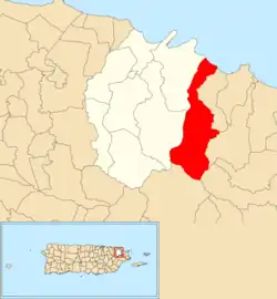 Location of Mameyes II within the municipality of Río Grande shown in red