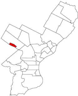 Map of Philadelphia County, Pennsylvania highlighting Manayunk Borough prior to the Act of Consolidation, 1854