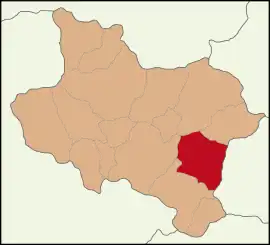 Map showing Kula District in Manisa Province