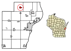 Location of Maribel in Manitowoc County, Wisconsin.