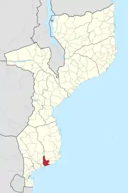 Manjacaze District on the map of Mozambique