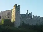 The square tower and buttresses