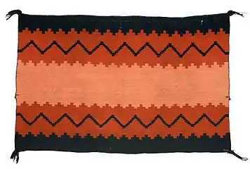 Woman's fancy manta, circa 1865. "Navajo people believe in beauty all around and, here, this weaver is weaving her version of beauty." —Sierra Ornelas, Navajo weaver