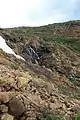 Snowpack and waterfall, Grande Cuve, Mount Albert