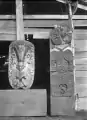 Maori wood carvings at Te Whai-a-te-Motu, Mātaatua marae