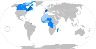 world map of French speaking countries
