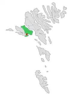Location of Sandavágar within Vágar Municipality in the Faroe Islands