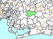 Location of Asuke in Aichi Prefecture