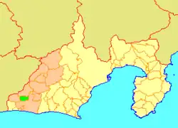 Location of Hosoe in Shizuoka Prefecture