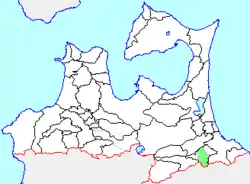 Location of Nagawa in Aomori Prefecture