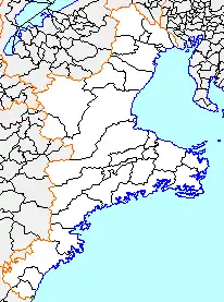 Location of Udono in Mie Prefecture