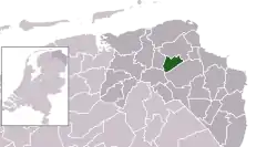 Highlighted position of Ten Boer in a municipal map of former Groningen