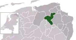 Highlighted position of Groningen in a municipal map of Groningen