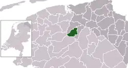 Highlighted position of Marum in a municipal map of Groningen