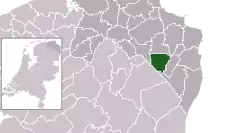 Highlighted position of Veendam in a municipal map of Groningen