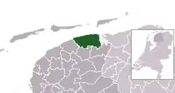 Highlighted position of Dongeradeel in a municipal map of Friesland